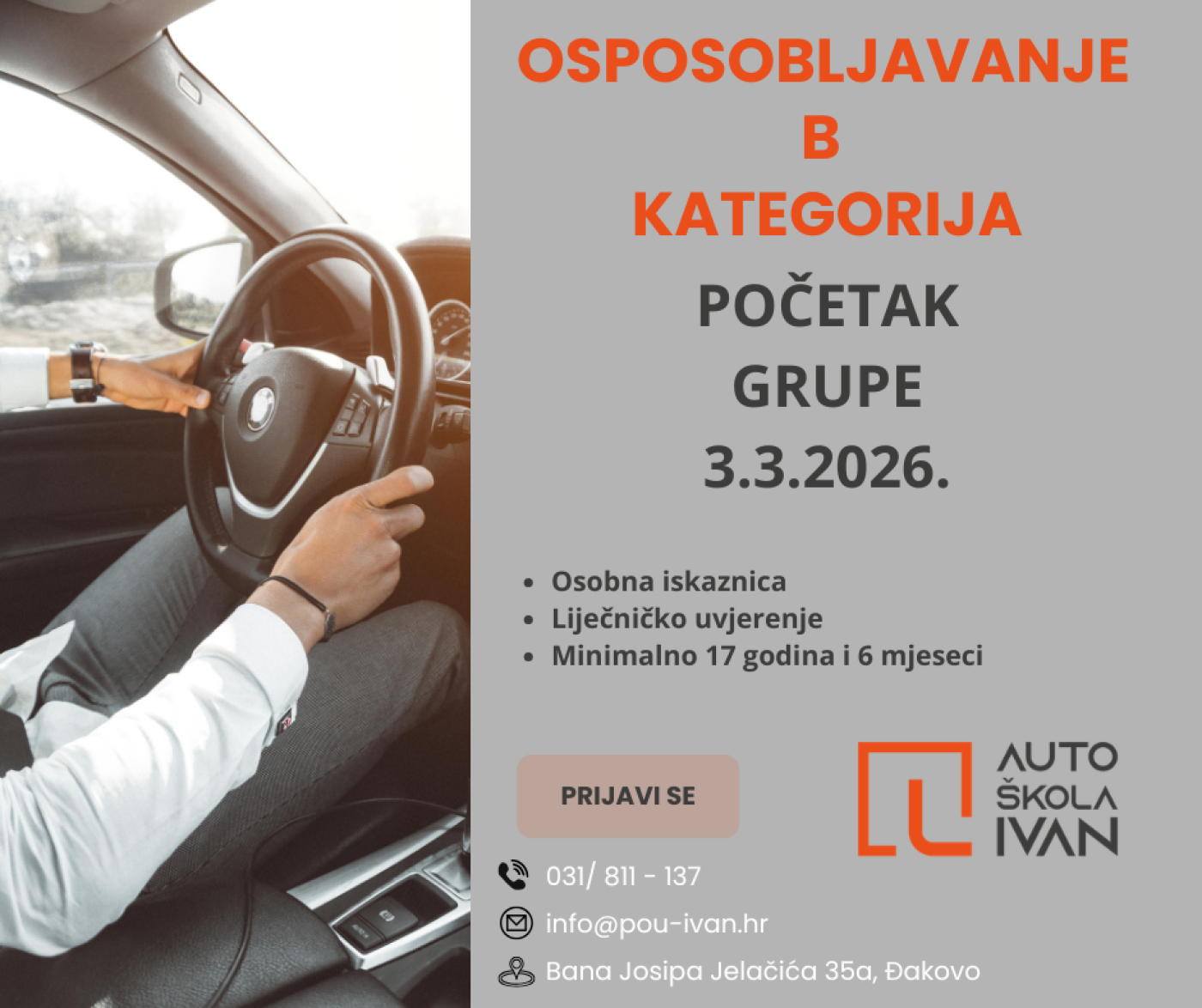 NOVI UPISI B KATEGORIJA